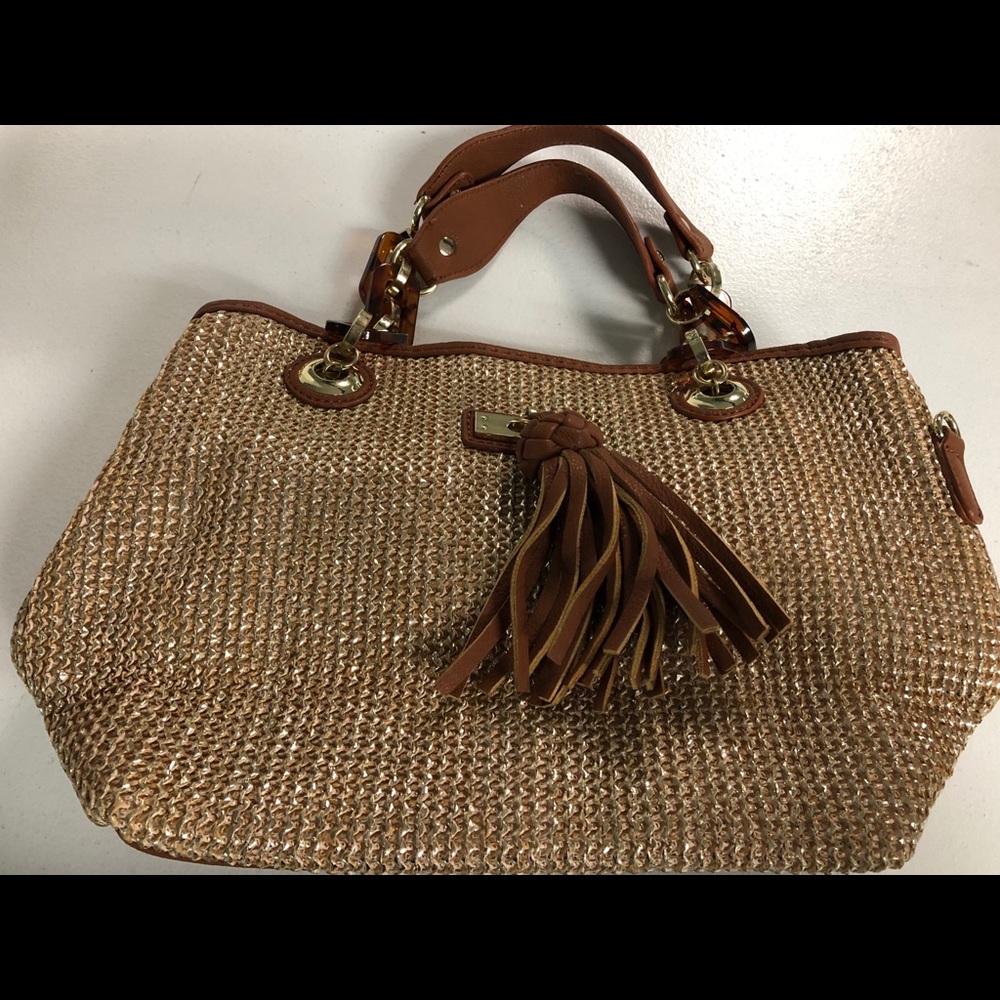 Aldo metallic gold and brown leather purse